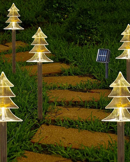 BRIGHTDECK Solar Christmas Pathway Lights Outdoor Decorations, Xmas Tree Lights Waterproof Led Garden Stake Lights for Walkway Yard Lawn Porch Holiday Decor 5-Pack (Xmas Tree Lights) BRIGHTDECK
