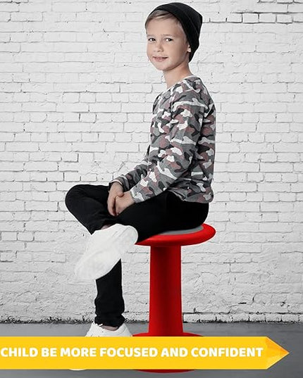 Studico ActiveChairs Kids Wobble Stool, Flexible Elementary Classroom Seating, Improves Focus, Posture and Helps ADHD/ADD, Sensory Chair, Active Fidget Chairs, Pre-Teen 17.75" Chair, Ages 7-12, Red - LeafyLoom