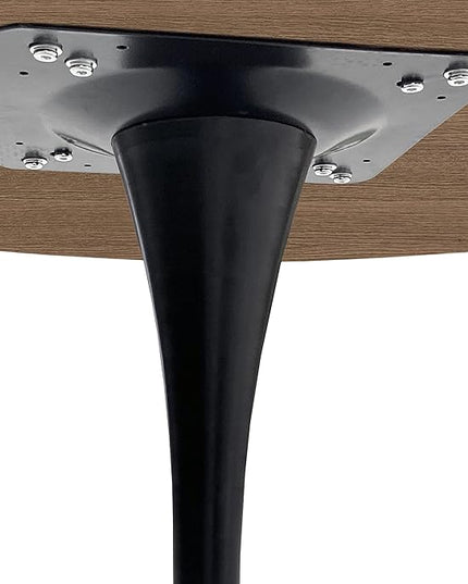 NicBex Dining Table Contemporary Kitchen Table Farmhouse Rustic 42" Round Dining Table with Printed Oak Color Grain Table Top, Metal Base Dining Table, End Table Leisure Coffee Table, Oak - LeafyLoom