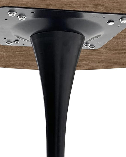 NicBex 42Inch Round Dining Table,Modern Kitchen Table with Printed Oak Grain Tabletop and Metal Base for 2 to 4,Leisure Coffee Table for Kitchen,Small Space and Living Room,Space-Saving,Easy Clean,Oak - LeafyLoom