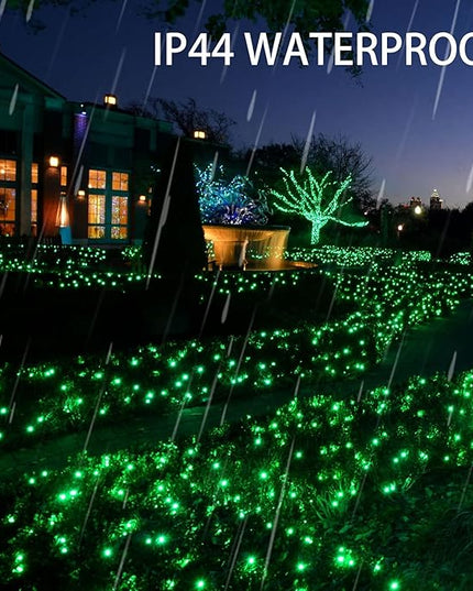Dazzle Bright 2 Pack Total 400LED 132FT Green Christmas Solar String Outdoor Lights, St. Patrick's Day Solar Powered with 8 Modes Waterproof Fairy Lights for Patio Garden Tree Party Yard Decoration DazzleBright