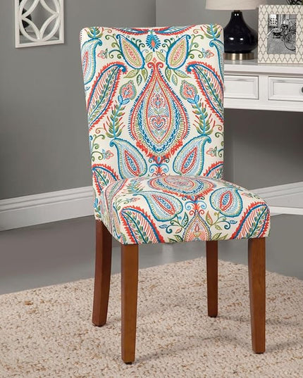 HomePop Parsons Classic Upholstered Accent Dining Chair, Set of 2, Colorful Paisley - LeafyLoom