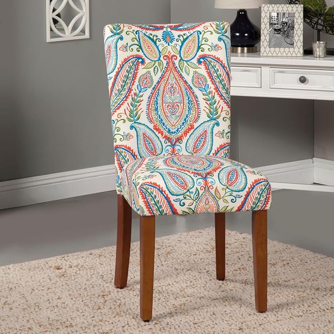 HomePop Parsons Classic Upholstered Accent Dining Chair, Set of 2, Colorful Paisley - LeafyLoom