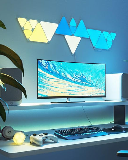 Nanoleaf Shapes Triangles and Mini Triangles WiFi and Thread Smart RGBW LED Dimmable Gaming and Home Decor Wall Lights Smarter Kit (17 Pack) NANOLEAF
