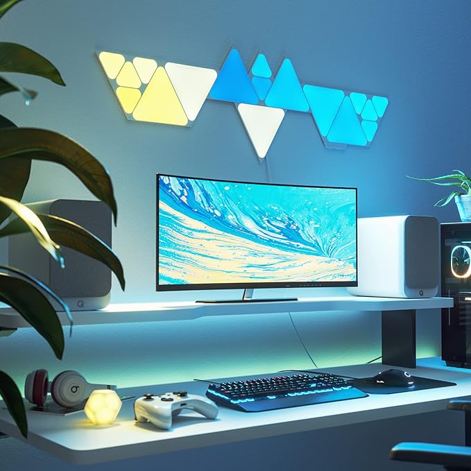 Nanoleaf Shapes Triangles and Mini Triangles WiFi and Thread Smart RGBW LED Dimmable Gaming and Home Decor Wall Lights Smarter Kit (17 Pack) NANOLEAF