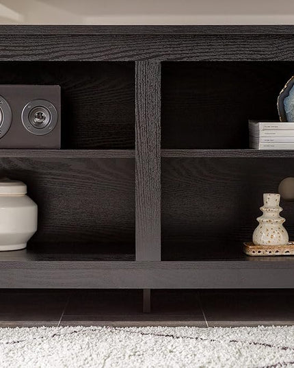 Walker Edison Wren Classic TV Console Entertainment Media Stand with Storage for Televisions up to 65 Inches, 58 Inch, Black - LeafyLoom
