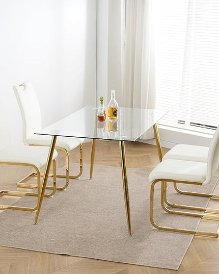 NicBex Haerin-SD-00372-LWJ Dining Chairs, 16.5"x17.9"x38.2", White and Gold - LeafyLoom
