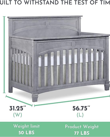 Evolur Santa Fe 5-in-1 Convertible Crib, Storm Grey - LeafyLoom