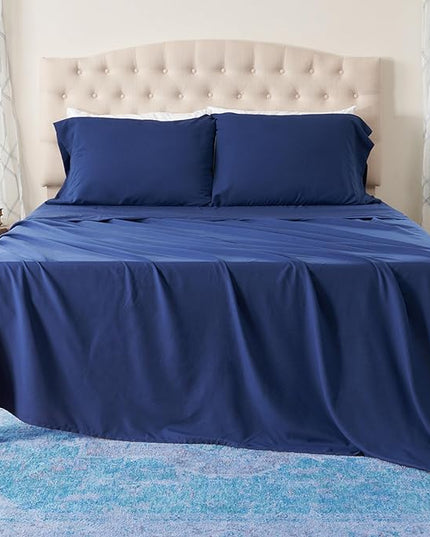 Northwest Ashford Home Essentials Bedding, 4 Piece King Size Sheet Set, Estate Blue - LeafyLoom