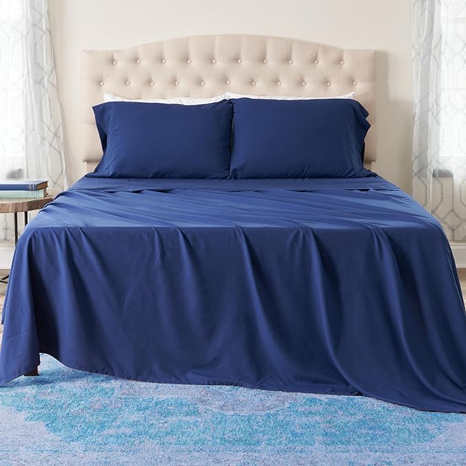 Northwest Ashford Home Essentials Bedding, 4 Piece King Size Sheet Set, Estate Blue - LeafyLoom