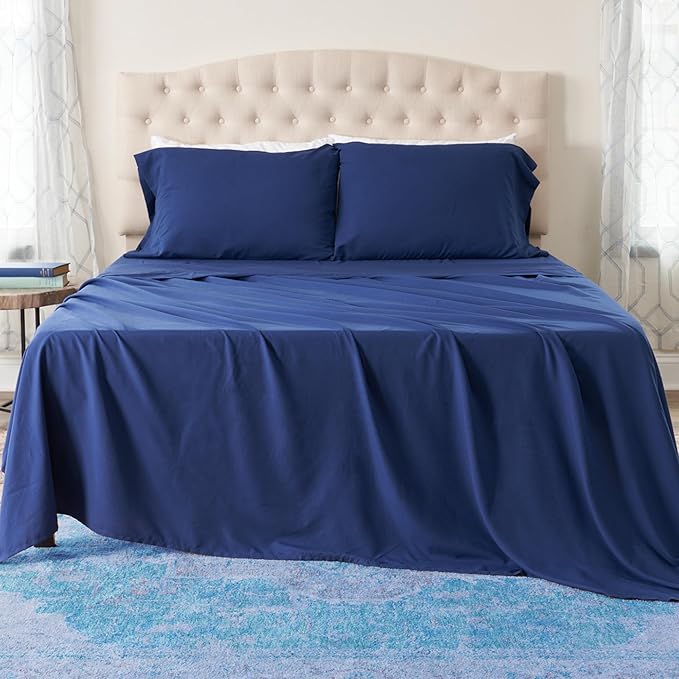 Northwest Ashford Home Essentials Bedding, 4 Piece Queen Size Sheet Set, Estate Blue - LeafyLoom