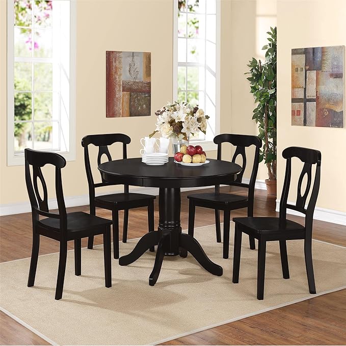 DOREL Living Aubrey 5 piece Traditional Height Pedestal Dining Set - LeafyLoom