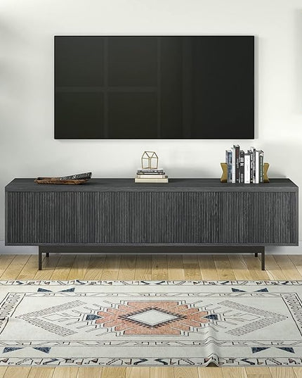 Henn&Hart Whitman TV Stand, 70" Wide, Dark Gray - LeafyLoom