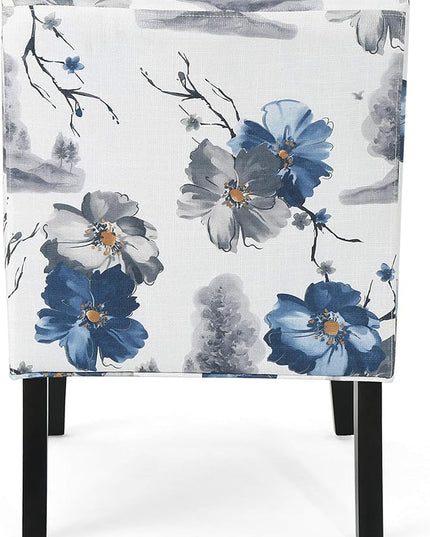 Christopher Knight Home Kendal Traditional Fabric Accent Chair, Print, Matte Black, 22.5D x 29.5W x 32H in - LeafyLoom
