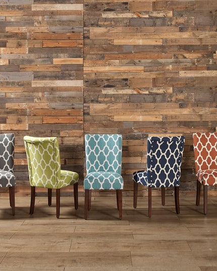 HomePop Parsons Classic Upholstered Accent Dining Chair, Set of 2, Navy and Cream Geometric - LeafyLoom