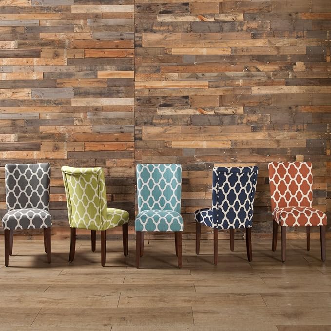 HomePop Parsons Classic Upholstered Accent Dining Chair, Set of 2, Navy and Cream Geometric - LeafyLoom