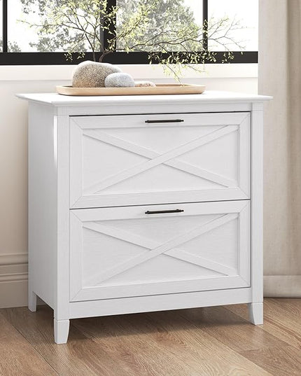 Bush Furniture Key West Lateral File Cabinet, Modern Farmhouse 2 Drawer File Cabinet for Home Office - LeafyLoom