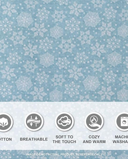 Comfort Spaces Cotton Flannel Breathable Warm Deep Pocket Sheets with Pillow Case Bedding, Queen, Blue Snowflakes 4 Piece - LeafyLoom