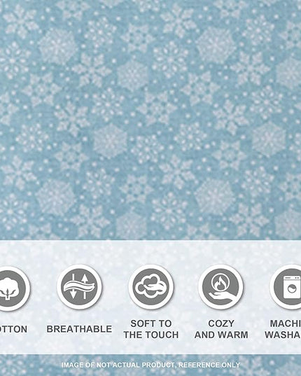 Comfort Spaces Cotton Flannel Breathable Warm Deep Pocket Sheets with Pillow Case Bedding, King, Blue Snowflakes 4 Piece - LeafyLoom