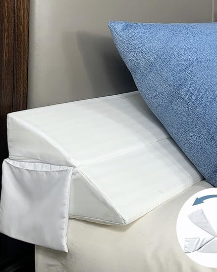 Limthe Twin Bed Wedge Pillow Stopper,Bed Gap Filler (0-7"),Headboard Pillow,Mattress Gap Cover,Adjustable Foam Wedge Pillow Fill Gap Between Headboard/Wall and Mattress, (White 39"x10"x6") - LeafyLoom