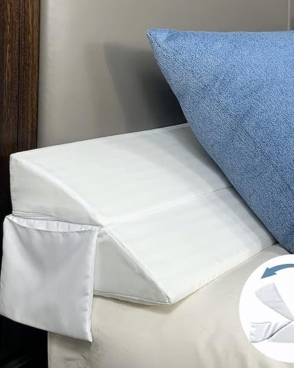 Limthe Full Bed Wedge Pillow Stopper,Bed Gap Filler (0-7"),Headboard Pillow,Mattress Gap Cover,Adjustable Foam Wedge Pillow Fill Gap Between Headboard/Wall and Mattress, (White 54"x10"x6") - LeafyLoom