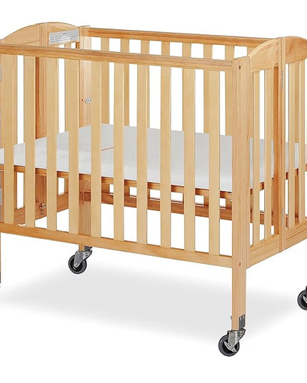 3-in-1 Folding Portable Crib and 3” Extra Firm Fiber Crib Mattress Bundle, Natural and Greenguard Gold Certified - LeafyLoom