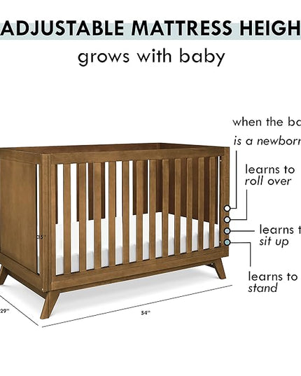 DaVinci Otto 3-in-1 Convertible Crib in Walnut, Greenguard Gold Certified - LeafyLoom
