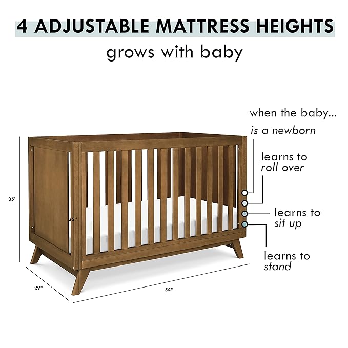 DaVinci Otto 3-in-1 Convertible Crib in Walnut, Greenguard Gold Certified - LeafyLoom