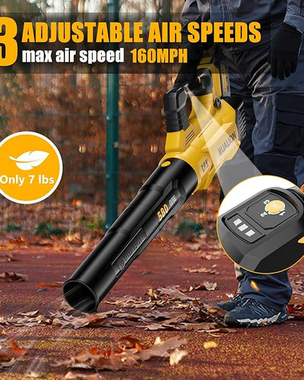 Leaf Blower Cordless, Electric Leaf Blowers Up to 580 CFM 160 MPH, Battery Powered Blowers for Lawn Care, Patio, Garage(2 * 20V 3.0 Ah Batteries and Charger included) - LeafyLoom