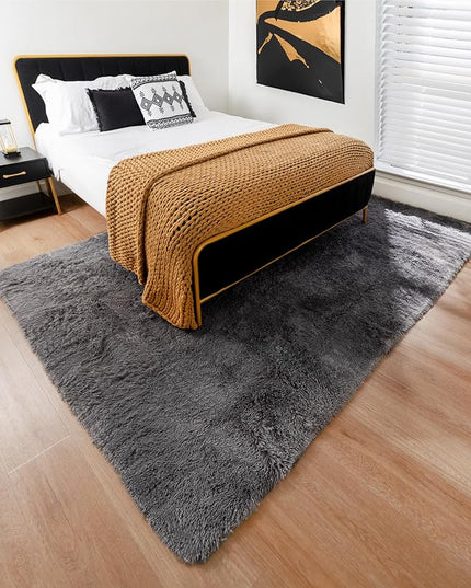 Ophanie Machine Washable 6x9 Rugs for Living Room,Grey Fluffy Carpet Large Fuzzy Plush Shag Comfy Soft, Non-Slip Indoor Floor Carpet,for Kids Boys Girls, Room,Bedroom,Playroom, Home Decor Aesthetic - LeafyLoom