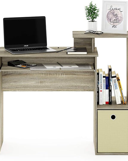Furinno Econ Multipurpose Home Office Computer Writing Desk, Sonoma Oak/Ivory - LeafyLoom