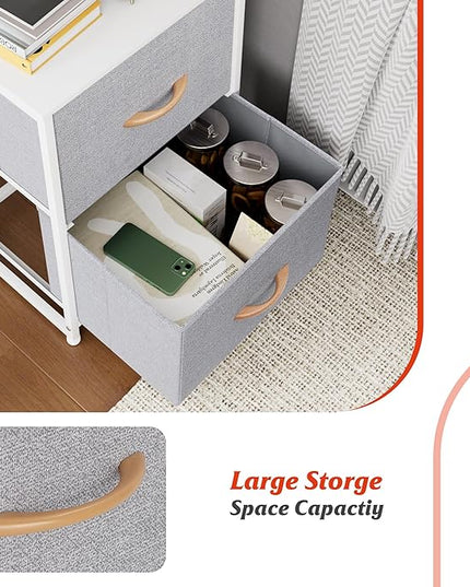 Nicehill Nightstand, Nightstand for Bedroom with Drawers, Small Dresser with Drawers, Bedside Table Bedside Furniture, Night Stand End Table with Storage Drawers for Bedroom, Light Grey - LeafyLoom