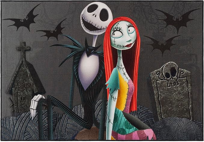 Gertmenian Disney Nightmare Before Christmas Jack & Sally Area Rug for Children & Teens | Kids Home Decor for Girls & Boys | 4x6 Large, Multi, 28600 - LeafyLoom
