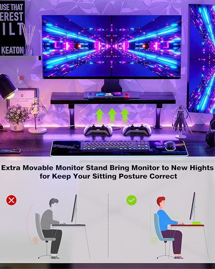 Aheaplus L Shaped Desk with Outlet and USB Charging Ports, L-Shaped Desk with Storage Shelves Reversible Corner Computer Desk 2 Person Long Table with Monitor Stand Gaming Home Office Desk, Oak - LeafyLoom