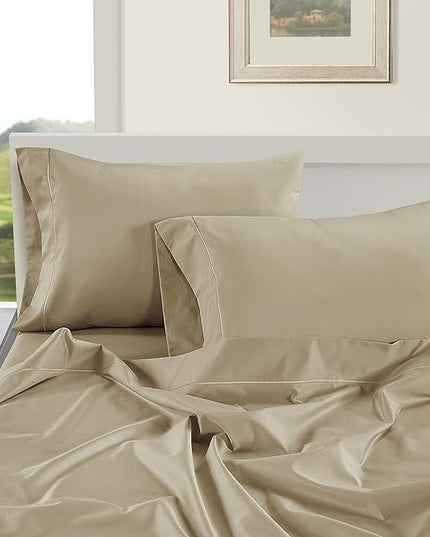 LANE LINEN 100% Egyptian Cotton Bed Sheets - 1000 Thread Count 3-Piece Twin Sheets Set, Long Staple Cotton Bedding Sheets, Sateen Weave, Luxury Hotel Sheets, Fits Upto 16' Mattress - Linen - LeafyLoom