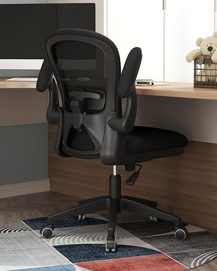 Ergonomic Home Office Desk Chairs Comfy Computer Gaming Chairs Mesh Arm Swivel Chairs of Adults for Home Office Bedroom(Black) - LeafyLoom