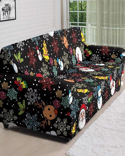 FKELYI Christmas Sofa Slipcover Santa Claus Furniture Protector Washable Easy Going Stretch Sofa Slipcover with Elastic Bottom XL FKELYI