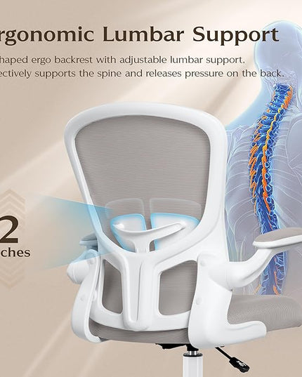 FelixKing Drafting Chair, Tall Office Chairs with Footrest Ring, Home Standing Desk High Chair with Lumbar Support Adjustable Counter Height Ergonomic Swviel Rolling Chairs for Working (Gray) - LeafyLoom