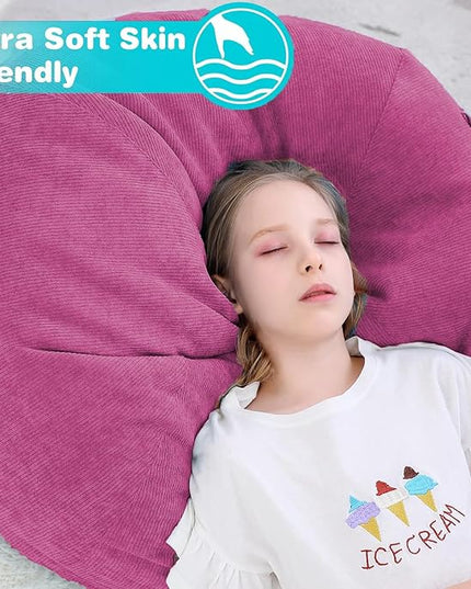 Stuffed Animal Storage Bean Bag Chair Cover (No Filler) for Kids and Adults.Soft Premium Corduroy Stuffable Beanbag for Organizing Children Plush Toys or Memory Foam Small 100L (RoseRed) - LeafyLoom
