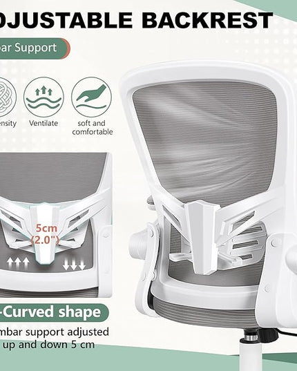 MINLOVE Office Chair Ergonomic Desk Chair with Lumbar Support and Height, Rolling Swivel Desk Chair with Wheels and Flip-up Arms, Breathable Mesh Executive Computer Chair for Home Office(Gray) - LeafyLoom