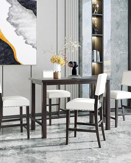 5-Piece Classic Counter Height Dinette Sets includes Kitchen Dining Table and 4 Matching Upholstered Chairs, for Diningroom Living Room, Easy to Assemble, Espresso 2 - LeafyLoom