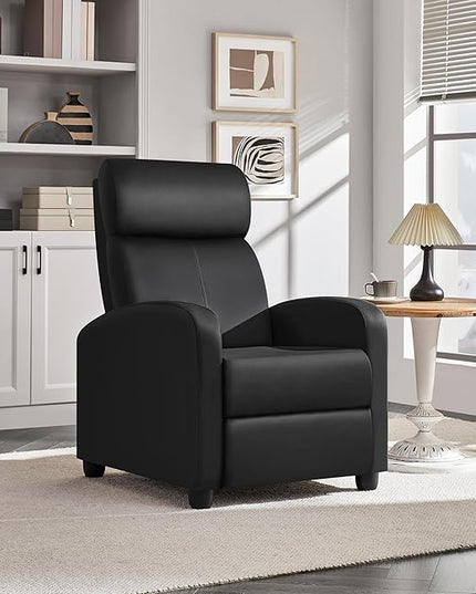 Yaheetech Recliner Chair PU Leather Recliner Sofa Home Theater Seating with Lumbar Support Overstuffed High-Density Sponge Push Back Recliners Armchair for Living Room - LeafyLoom