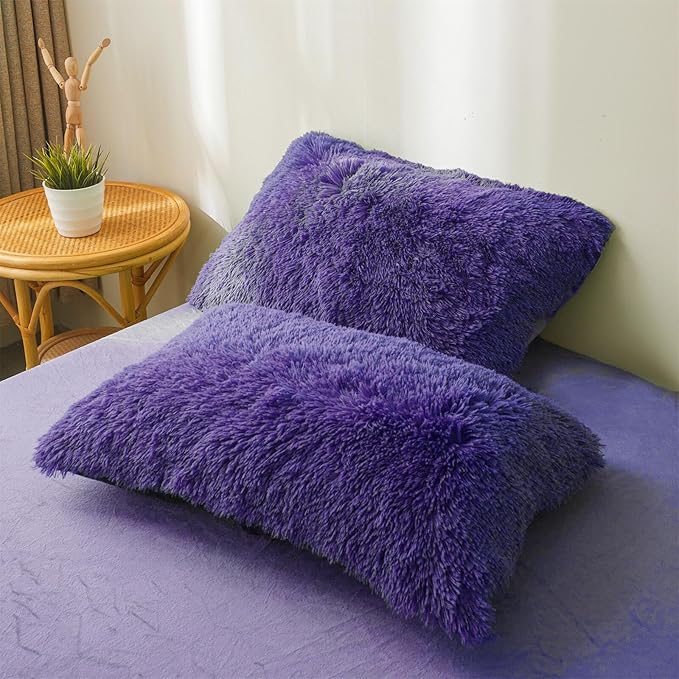Fluffy navy blue comforters Cover twin size - Ultra Soft Plush dark blue bedding Sets 2 Pieces (1 faux fur comforter Cover + 1 fuzzy pillow case) girls shaggy navy blue twin bed set (Dark Blue, Twin) - LeafyLoom