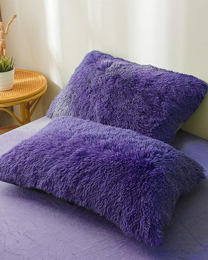 FOPPA Dark Blue fluffy Comforter Cover Set king- Ultra Soft fluffy navy blue Bedding Sets 3 Pieces (1 Duvet Cover + 2 Pillow case) navy blue fluffy bed set (Dark Blue, King) - LeafyLoom