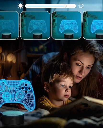 Attivolife Gamepad 3D Illusion Lamp, Controller Night Light with Remote Control + Timer 16 Color Changing Desk Lamp Kids Gamer Room Decor Plug in Best Cool Festival Birthday Gift for Boy Men - LeafyLoom