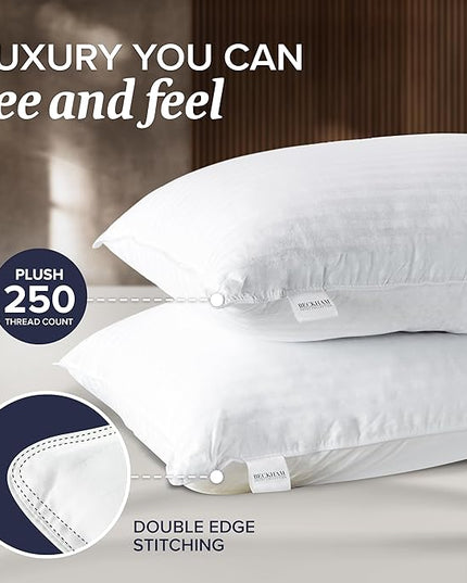 Beckham Hotel Collection Bed Pillows Standard / Queen Size Set of 2 - Down Alternative Bedding Gel Cooling Pillow for Back, Stomach or Side Sleepers - LeafyLoom