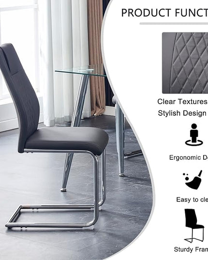 NicBex Dining Chairs Set of 4 Modern Faux Leather High Back Dining Room Kitchen Chairs with Silver Metal Legs,Side Chairs for Dining Room, Kitchen,Living Room, and Restaurants,Gray - LeafyLoom