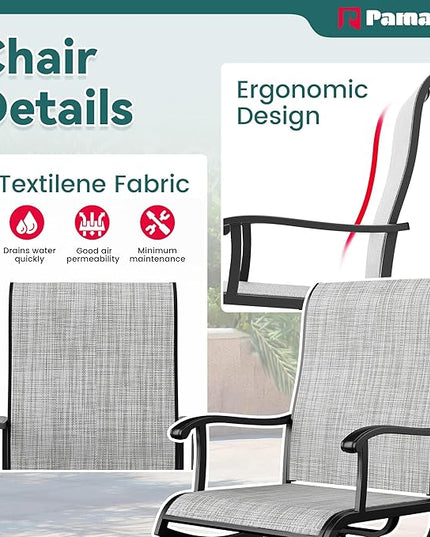 Pamapic 7 Pieces Patio Dining Set, Outdoor Dining Set for Garden Backyard Poolside Deck,Outdoor Table and Chairs Set with 4 Textilene Swivel Chairs ＆ 2 Regular Chairs,Gray - LeafyLoom