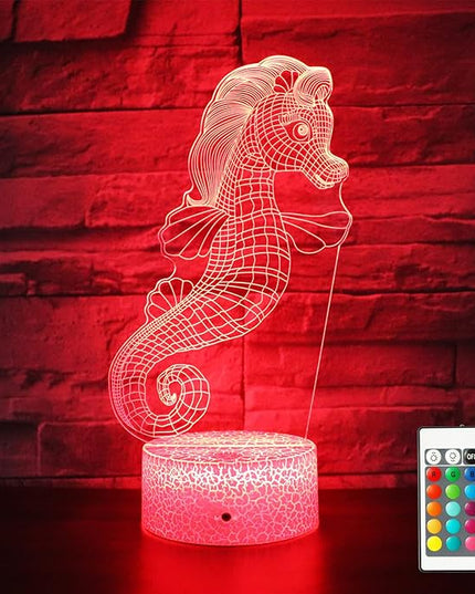 Gift Ideas Bedside Lamp 16 Colors Desk Table Night Light for Sea Horse Kids Boy Girl Party Supplies Birthday Valentine's Day Kids Lover (Seahorse Shape) - LeafyLoom