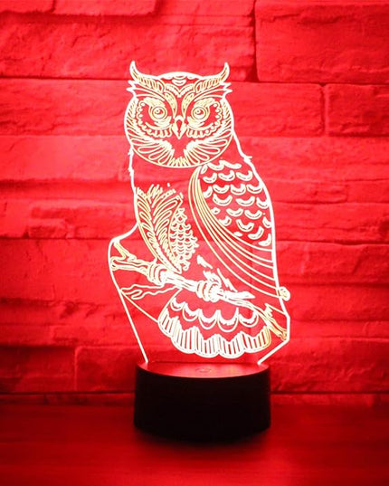 Owl Lamp Desk Table Light 3D Optical Illusion Night Light 3D Lamp owl Night Lamp 7 Colors Changing Touch Control Gift for Christmas Birthday Valentine's Day Kids - LeafyLoom